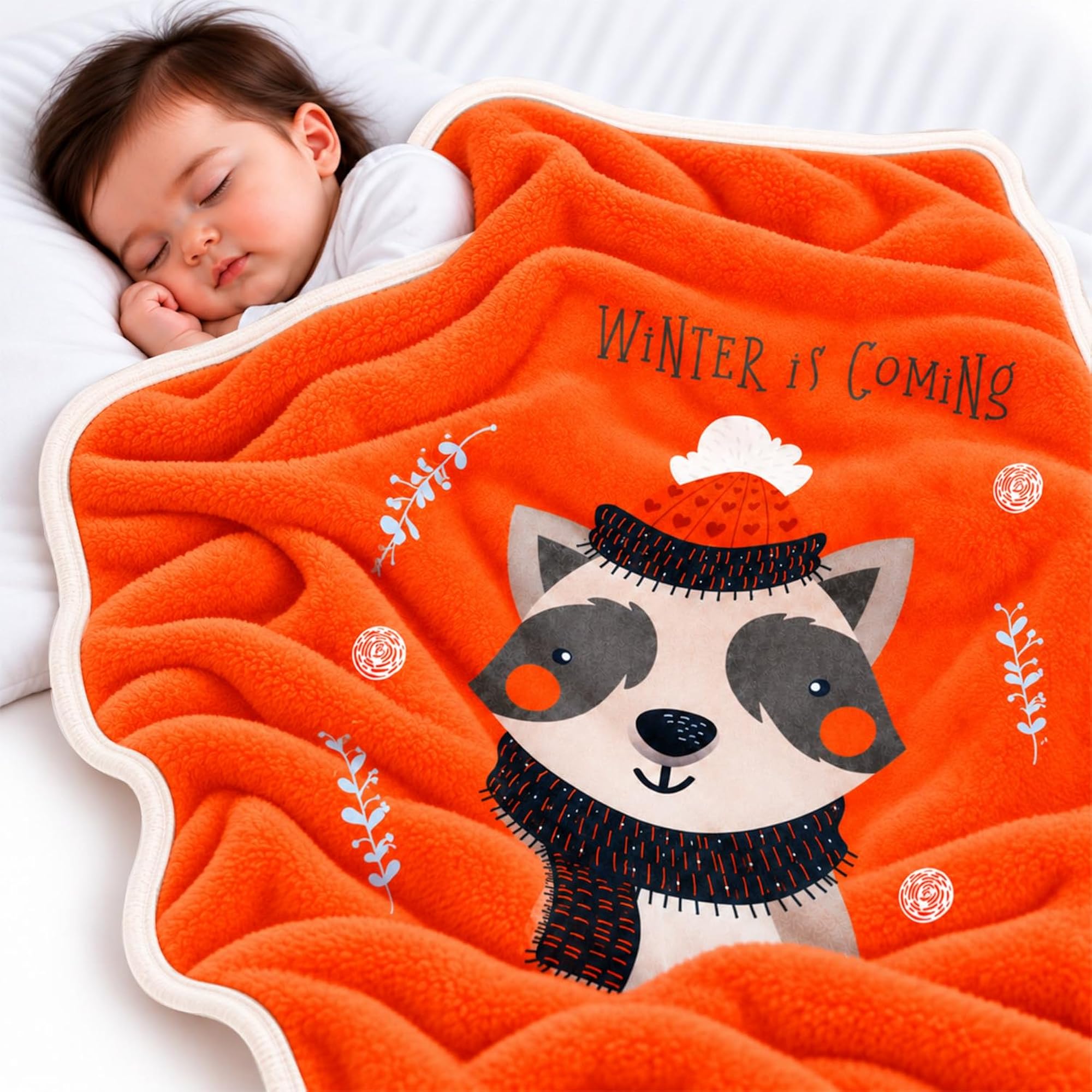 Baby Winter Blanket, Soft Fleece Thick, Reversible